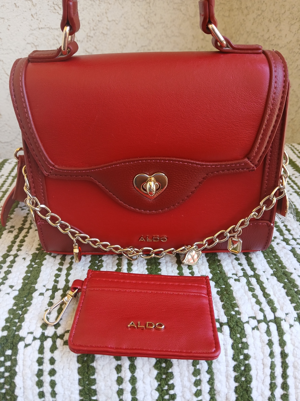 ALDO Red Heart-Accent Crossbody Bag with Cardholder